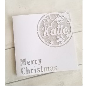 Cartão de Natal personalizado em prata, enfeite de Natal feito à mão, cartão exclusivo