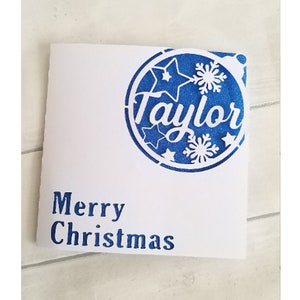 Cartão de Natal Azul Personalizado Cartão de Natal Feito à Mão Cartão Único