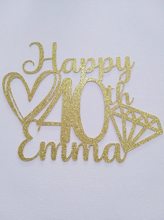 Cakeshop - Topper per torta per 40° compleanno, con glitter, per 40° anniversario e 40
