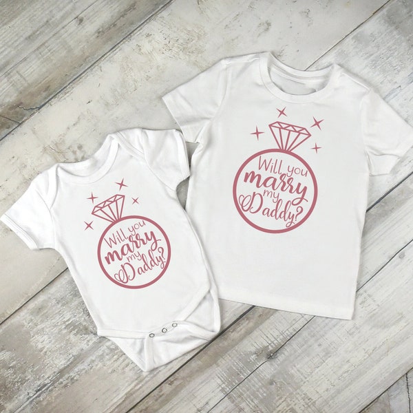 Will You Marry My Daddy Mummy T-shirt, Baby Vest Engagement Keepsake, Proposal Baby Children's Tee Engagement Top, Marry My Daddy