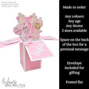 Carte d'anniversaire pop-up personnalisée pour fille, baptême, cérémonie de baptême