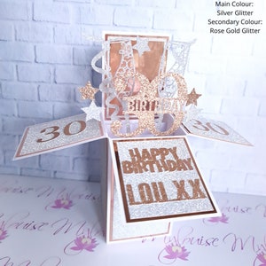 Carte d'anniversaire pop-up personnalisée dans une boîte pour 30 ans, carte de voeux unique Félicitations