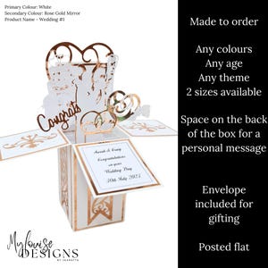Custom Wedding Card Pop Up Box Card Personalised Wedding Day Gift Unique Surprise Card