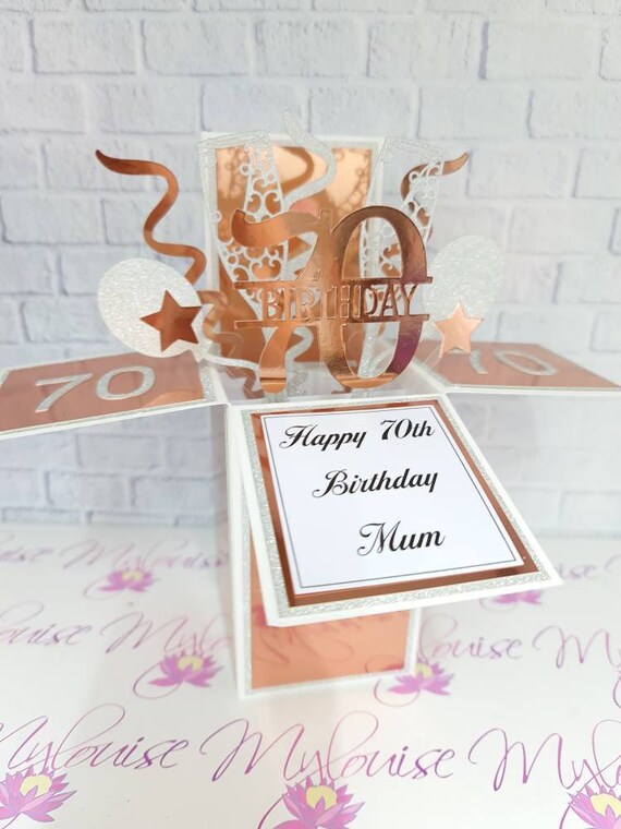 Personalised Pop up Happy 70th Birthday Card in a Box Unique - Etsy UK