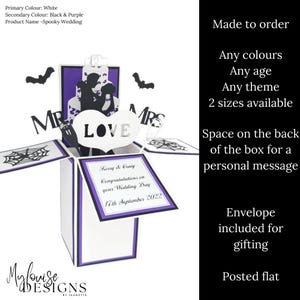 Cartão de casamento gótico assustador personalizado, caixa pop-up, cartão personalizado, presente de dia de casamento, cartão surpresa exclusivo