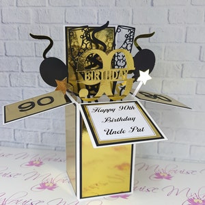Personalisierte Pop Up Geburtstagskarte zum 90