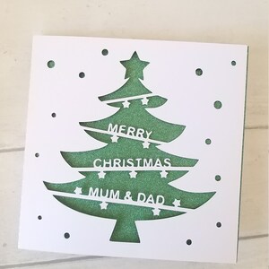 Cartão de Natal Verde Personalizado Árvore de Natal Feita à Mão Cartão Único