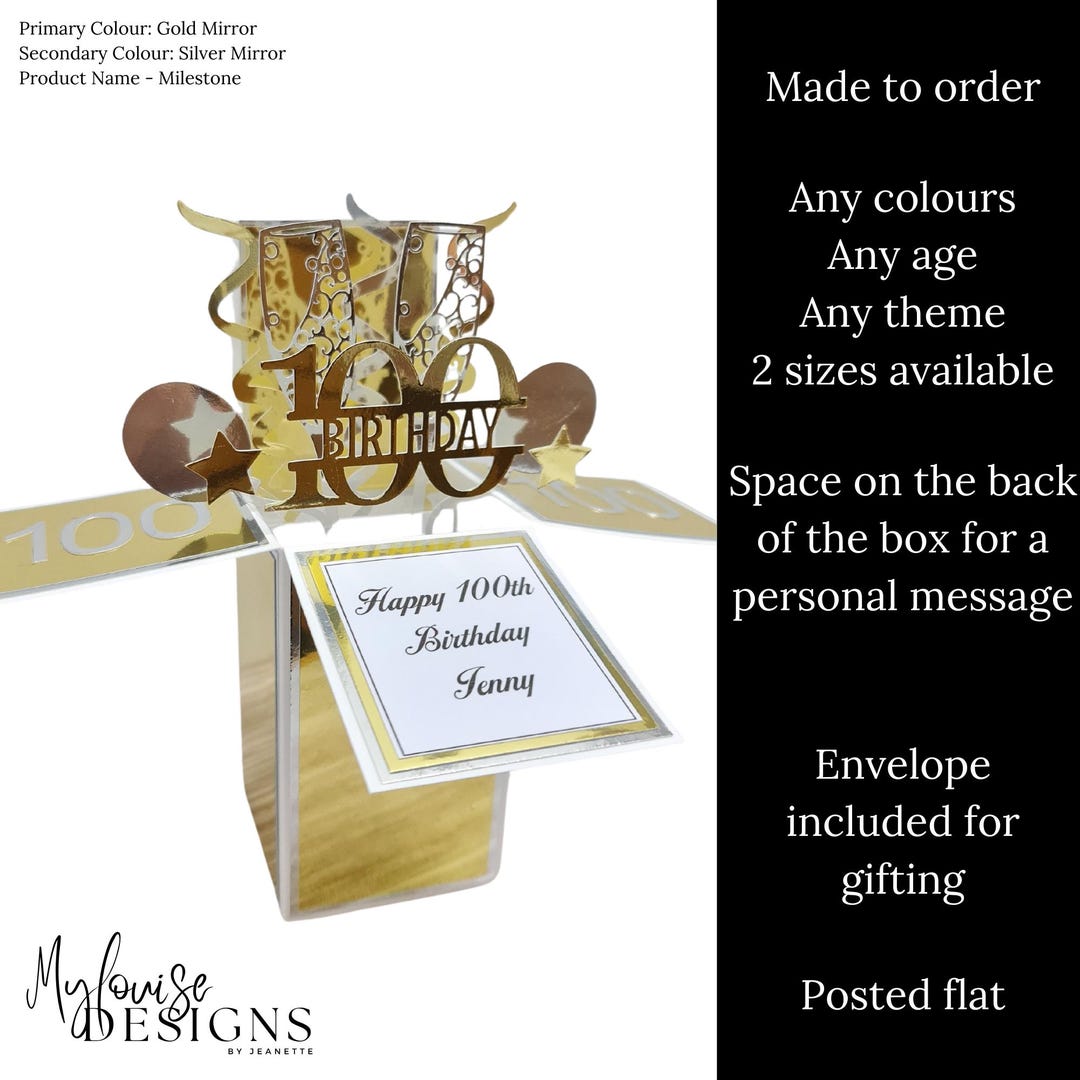 Personalised Gold 100th Birthday Card in a Box, Unique Greeting Card - Etsy