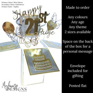 Carte de joyeux 21e anniversaire personnalisée argentée dans une boîte, carte de voeux unique