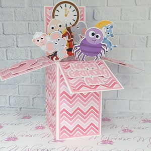 Personalised Nursery Rhyme Kids 1st Birthday Baby Toddler Card Pop Up in a Box Unique Greeting Card