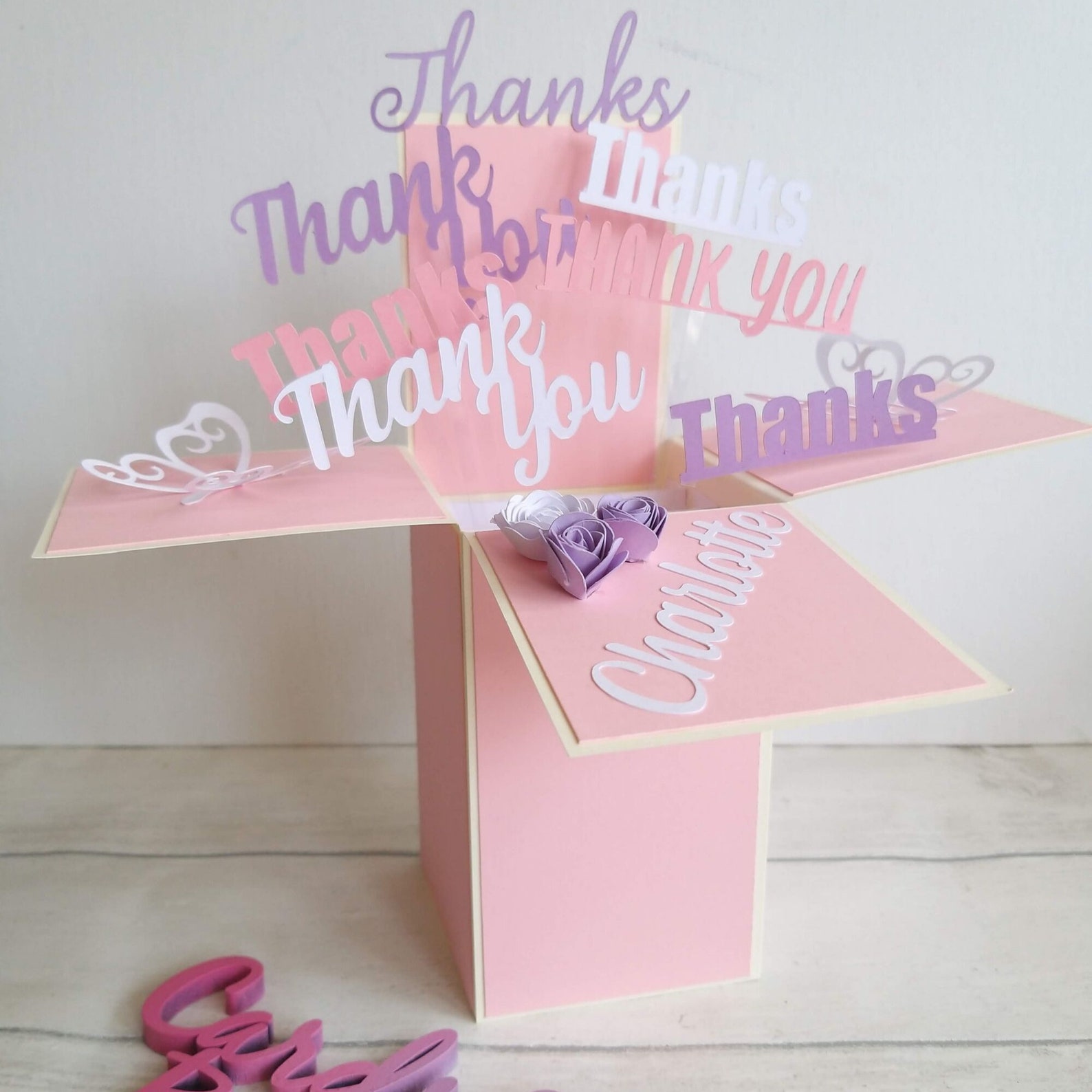 Personalised Thank You Pop up Box Card Special Handmade Unique Card ...