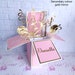 Personalised Pink Pop Up Happy 21st Birthday Card in a Box, Unique Greeting Card Table Decoration 
