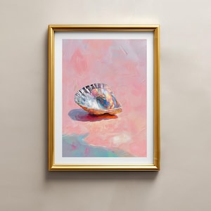 Coastal Wall Art, Seashells Digital Print, Cute Summer Art Download, Girly Wall Art, Trendy Beach House Decor, Vibrant Seashell Print