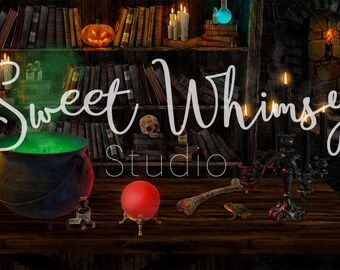 Aazon.co : DePhoto Halloween Photography Backdrop Witch Agic Cauldron Bookshelf In Spooky - View #4