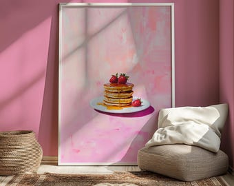 Pancakes Kitchen Print, Fun Food Breakfast Poster (Digital Download)