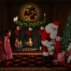 Santa Digitale Kulisse | Weihnachten Digitale Kulisse | Photoshop Digitale Hintergründe | Weihnachtsgeschenke | Composite Fotografie
