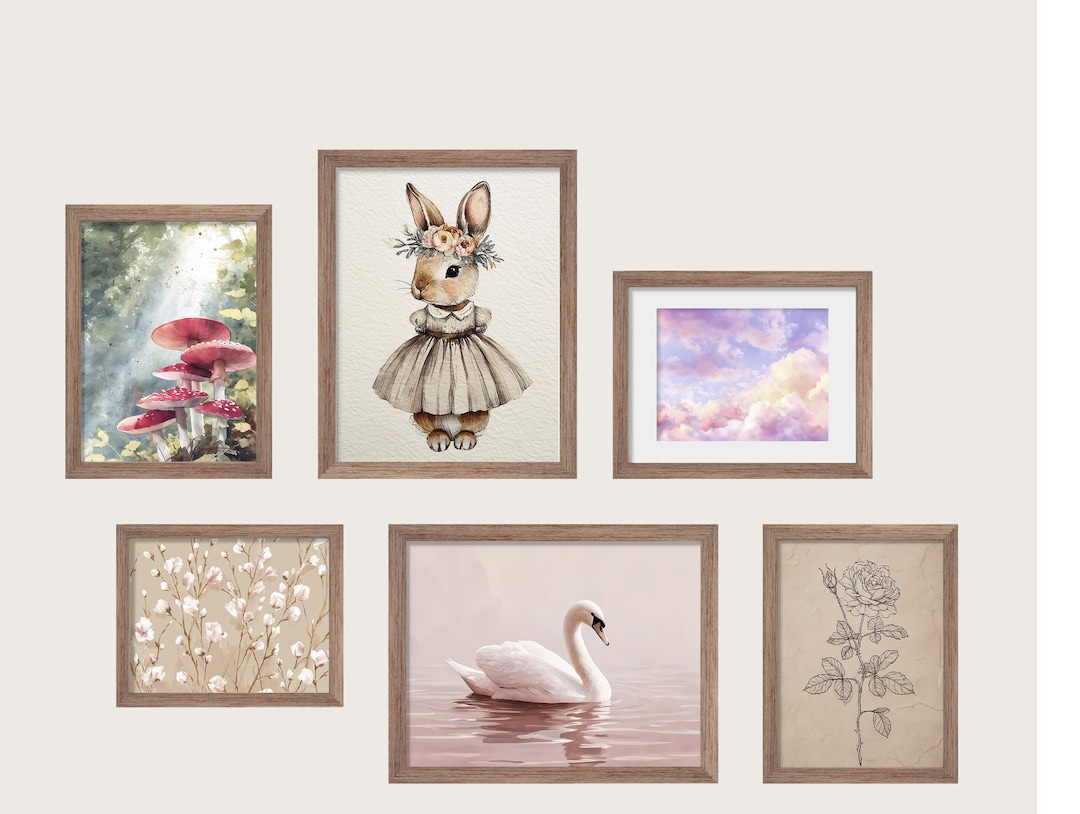 Pink Nursery Gallery Wall Art Set, Swan, Bunny (digital Prints) - Etsy