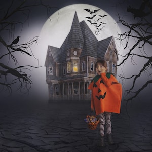 Haunted House Halloween Digital Backdrops | Photoshop Digital Backgrounds | Halloween spooky house Composite Photography | Trick or Treat