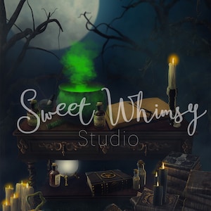 Witch Halloween Digital Backdrops | Cauldron Halloween Backdrop |Spells Photoshop Digital Backgrounds | Halloween Commercial Use Backdrop