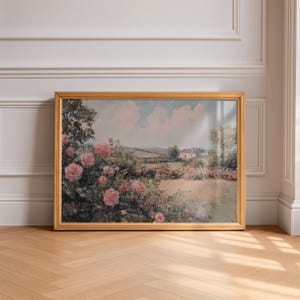 Pink Rose Prints, English Garden Art, Vintage Floral Decor, Printable Wall Art, Digital Download for Home Decor, Grandmillenial Art