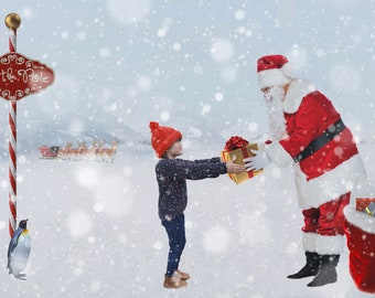 North Pole Santa Digital Backdrop | Santa Digital Backdrop | Photoshop Digital Backgrounds | Santa Presents | Composite Photography