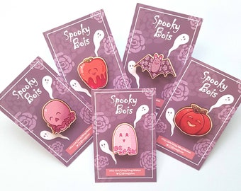 Lindos alfileres de madera ocultistas de Halloween de Spooky Bois