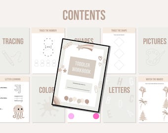 Printable Toddler Activity Workbook | Learning Letters, Numbers, Shapes (PDF)