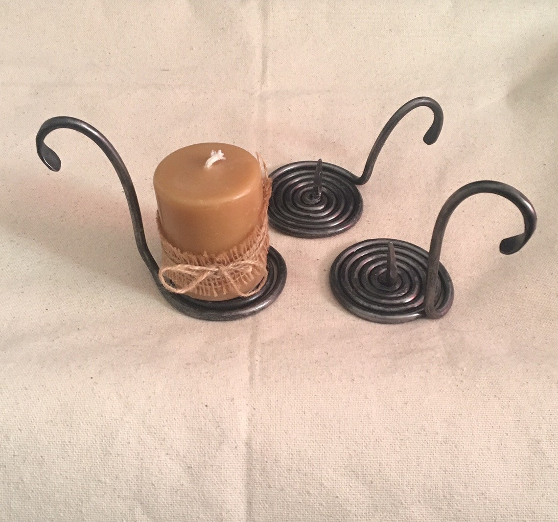 Pioneer blacksmith hand made beeswax candle holder Etsy