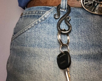 Blacksmith Carabiner keychain, hand forged, iron anniversary gift.