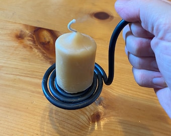 Pioneer blacksmith hand made beeswax candle holder