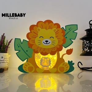 Caixa de Sombra Lion Box 1 SVG para Projetos Cricut DIY, Lanterna Perfeita para Decorações de Dias Especiais