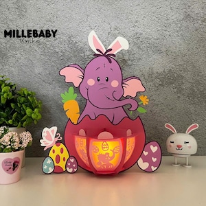 Laterne Elefant Ostern Shadow Box SVG für Cricut DIY-Projekte, perfekte Laterne für die Osterdekoration