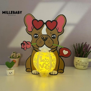 Laterne Hund Liebe Schatten Box SVG für Cricut DIY Projekte, perfekte Laterne für Valentinstag Dekorationen.