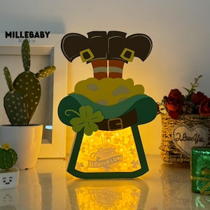 Hut Lucky Box St.Patrick's Day 2 Shadow Box SVG für Cricut DIY-Projekte, perfekte Laterne für Ostertagsdekorationen.