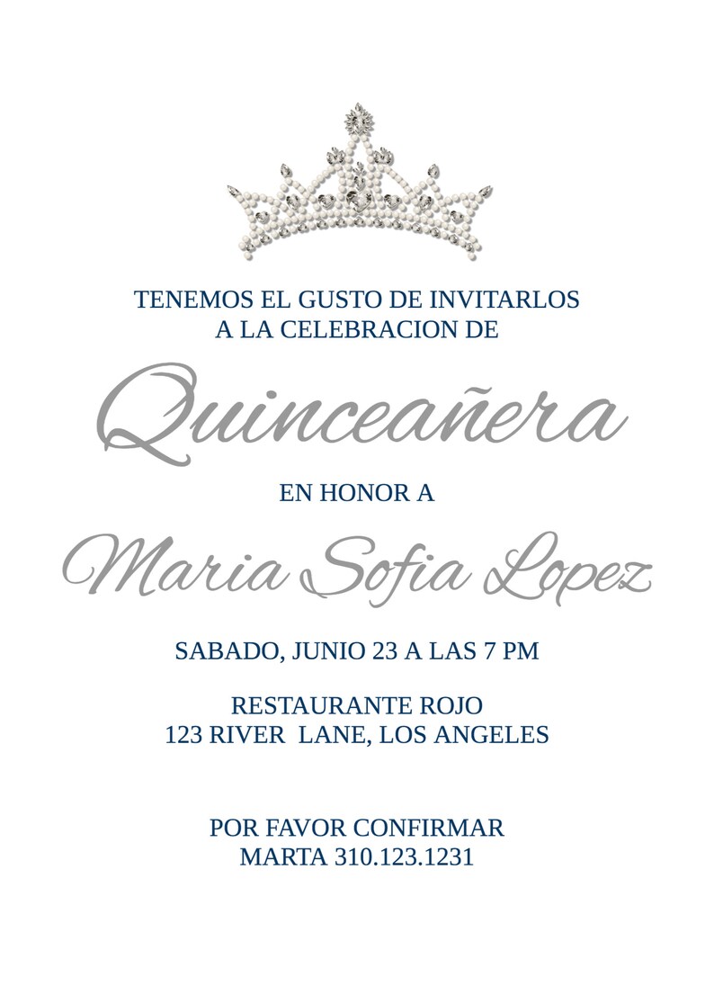 Quinceañera Invitation English Español Spanish Quinceanera Etsy