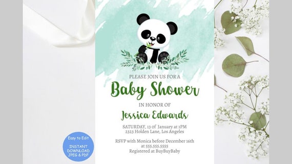 panda bear baby shower invitations
