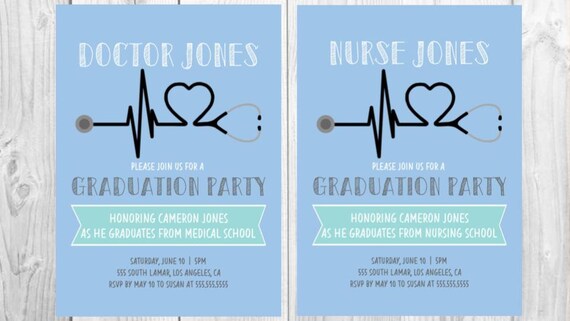 Graduation Party Invitation Nursing Medical School Invite Etsy