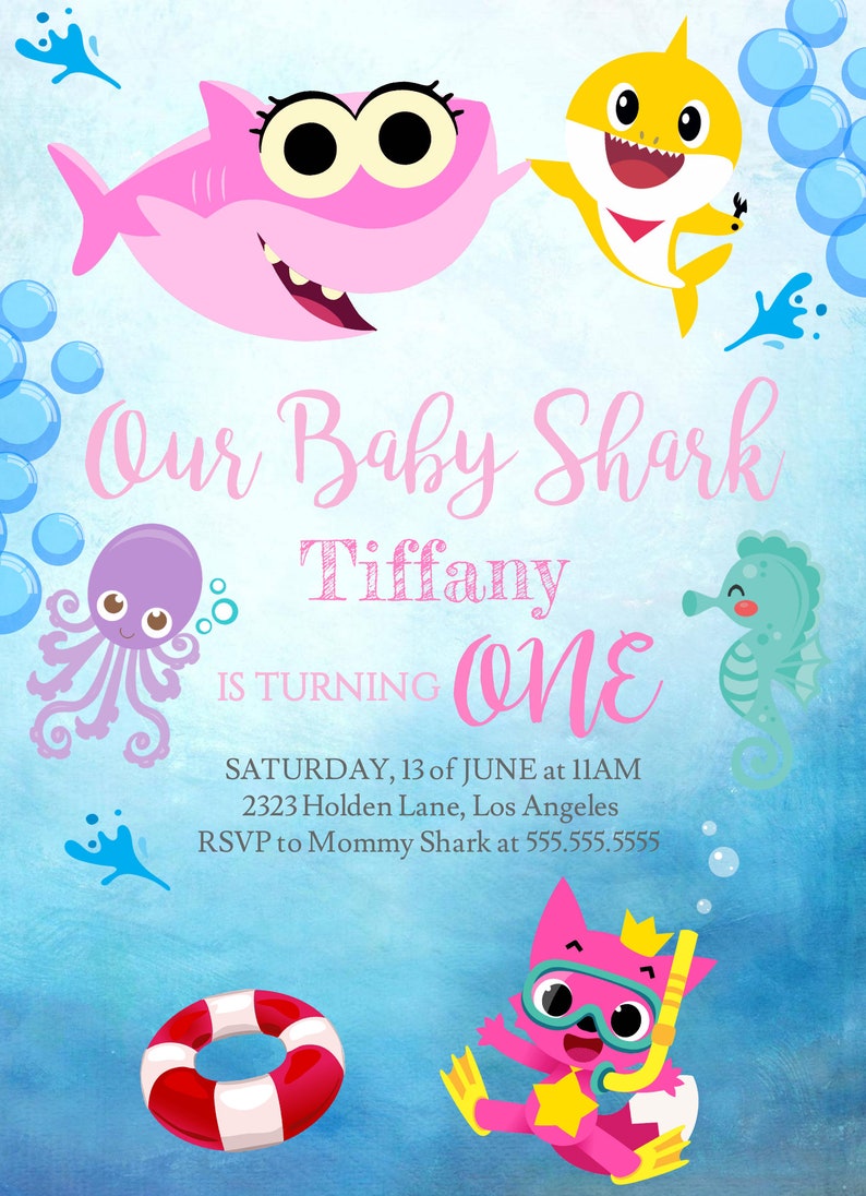 Our Baby Shark Birthday Girl Song Do Do Do Theme Invitation Etsy