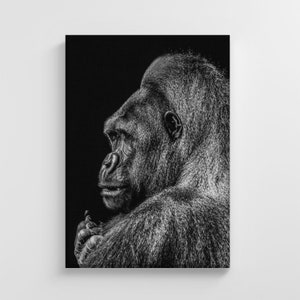 Gorilla Face Wildlife Monkey Photo Large Canvas Animal Art Print Stylish Home Decoration Wall Art Nursery Decor Living Room | IC191