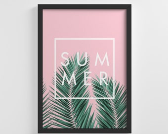 Pink Tropical Summer Frameless Poster Nature Art Print Stylish Home Decoration Wall Art Nursery Decor Living Room | IC107