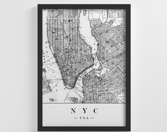 New York City Map Frameless Poster Illustration Art Print Stylish Home Decoration Wall Art Nursery Decoration Living Room | IC73