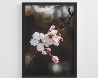 White Cherry Sakura Blossom Floral Frameless Poster Nature Art Print Stylish Home Decoration Wall Art Nursery Decor Living Room | IC121