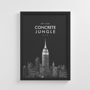 Concrete Jungle Night City Frameless Poster illustratie Art Print stijlvolle huisdecoratie Wall Art kwekerij Decor woonkamer | IC87