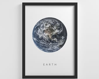 Earth Globe Planet From Space Frameless Poster Nature Space Art Print Stylish Modern Home Wall Art Nursery Decor Living Room | IC249