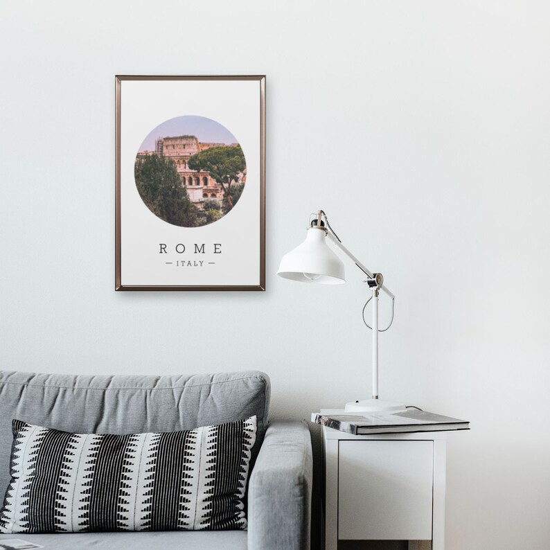 Window View Poster Rome Coliseum Rome Cityscape Frameless Poster Illustration Art Print Stylish ...