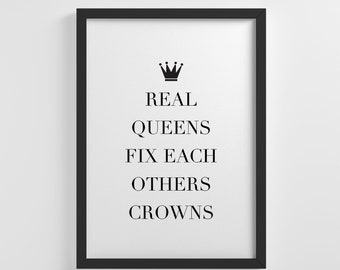Real Queens Funny Feminist Quote Frameless Poster Art Print Stylish Modern Home Decoration Wall Art Nursery Decor Living Room | IC229