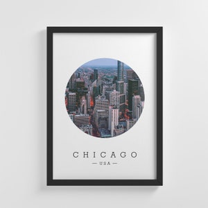 USA-Chicago Landschaft rahmenlose Poster Illustration Kunstdruck stilvolle Dekoration Wandkunst Kinderzimmer Dekor Wohnzimmer | IC88