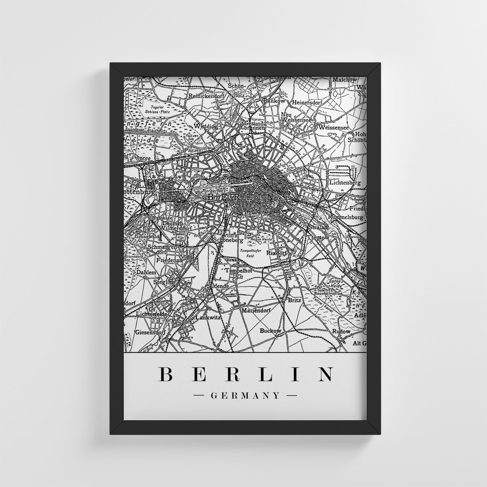 Berlin Germany City Map Frameless Poster Illustration Art Print Stylish ...