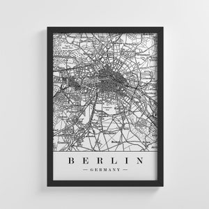 Berlin Allemagne ville carte affiche Frameless Illustration impression d’Art élégant décoration Art mural chambre d’enfant Decor salon | IC78