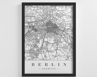 Berlin Germany City Map Frameless Poster Illustration Art Print Stylish Home Decoration Wall Art Nursery Decor Living Room | IC78